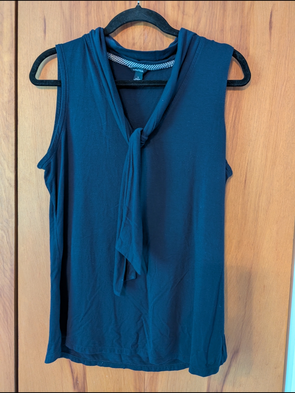 Nautica Sleeveless Tie-Neck Tank Top - Navy Women's Large